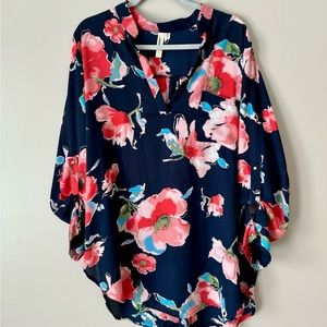 Navy Floral Blouse